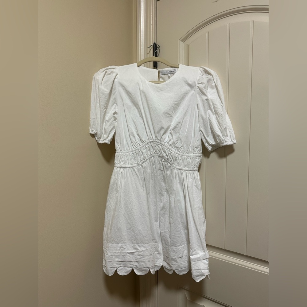 English Factory White Scalloped Linen Dress